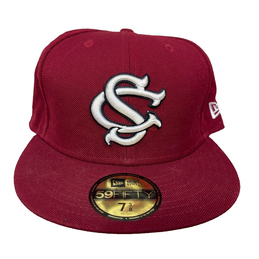South Carolina Gamecocks Hat Cap Fitted Size 7 3/8 New Era 59Fifty Wool Plain